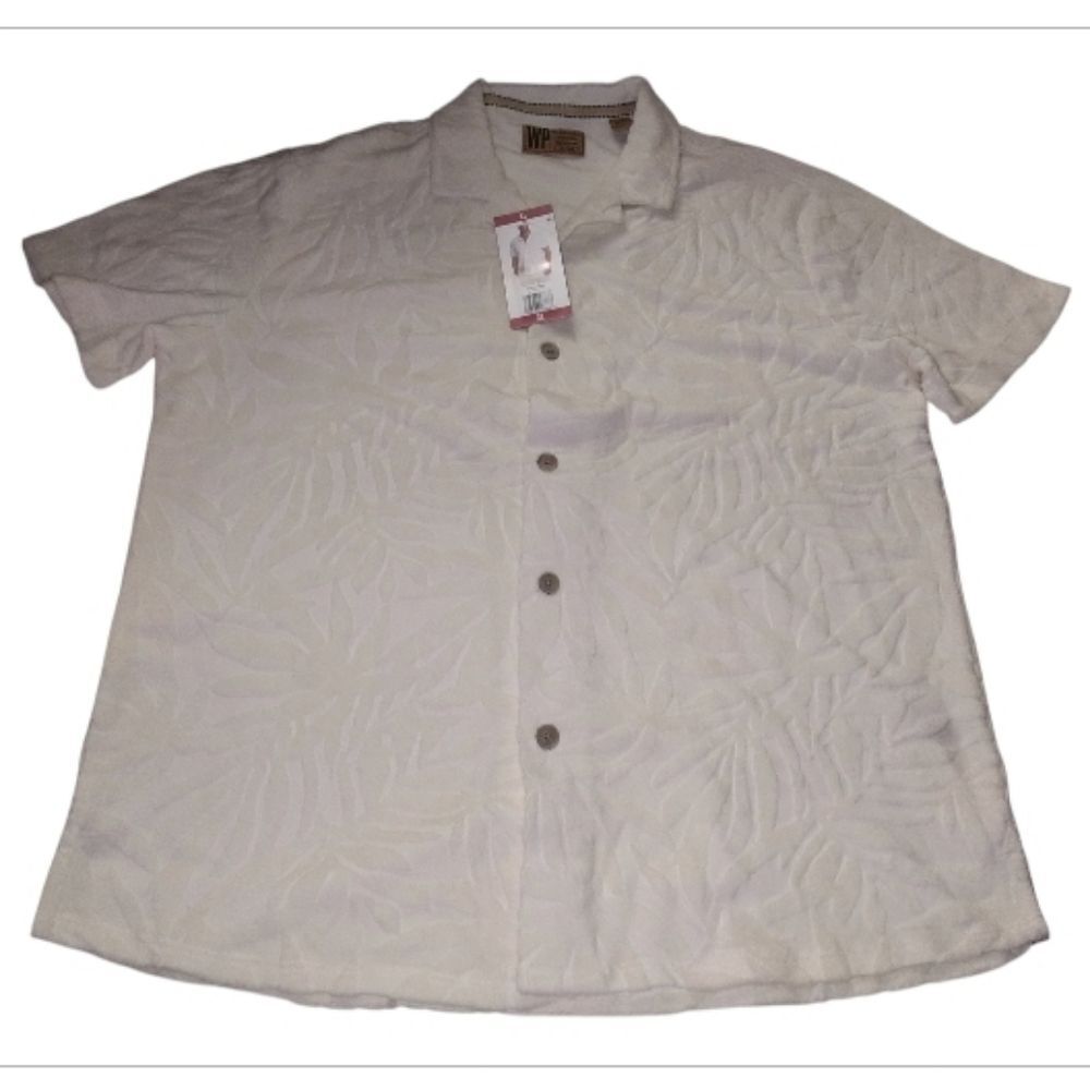 WP Weatherproof Men’s CREAM Short-Sleeve Button-Up Shirt TEXTURED  NEW XL Terry